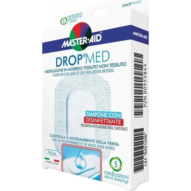 Master-Aid Drop Med Medicazione Autoadesiva 7x5cm, 5 pezzi