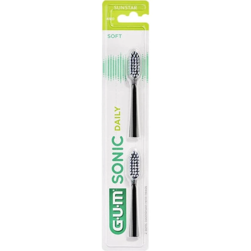 Gum Sonic Daily Testine di Ricambio Nere - Confezione da 2 Pezzi