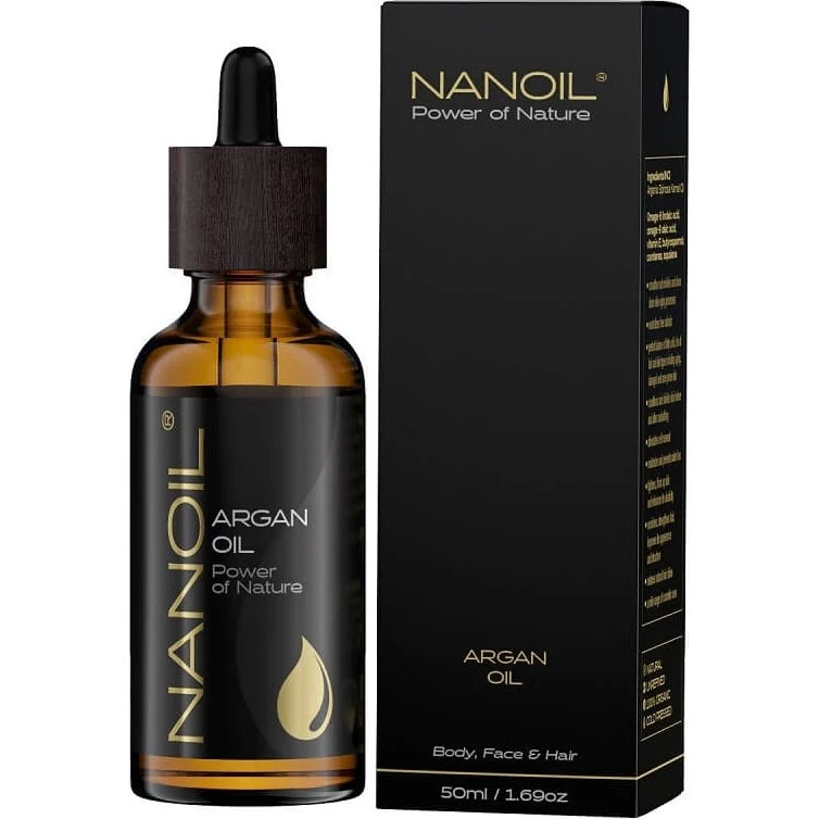 Nanoil Olio di Argan Biologico per Capelli e Corpo, 50ml