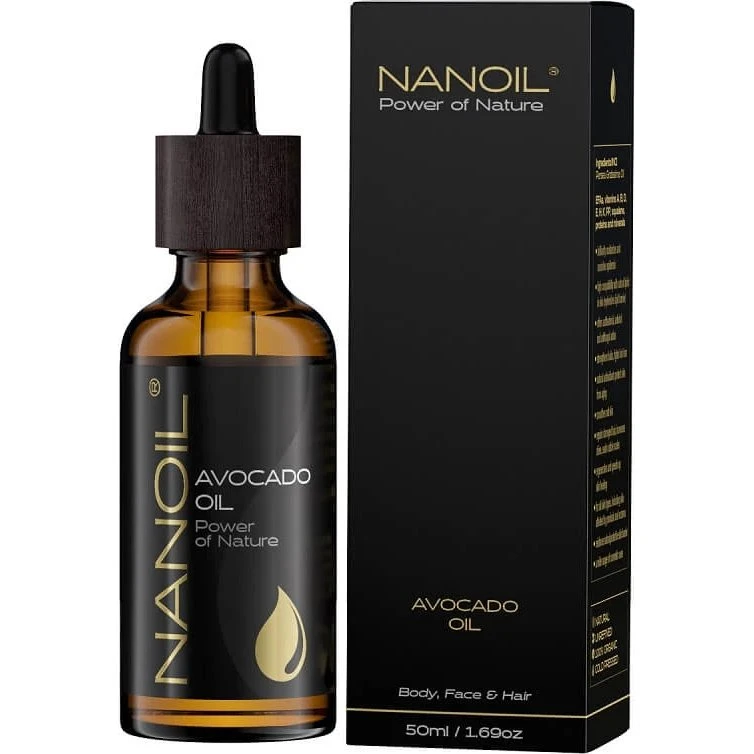 Nanoil Olio di Avocado Biologico per Capelli e Corpo, 50ml