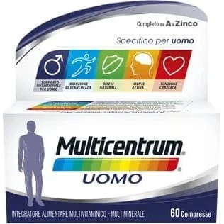 Multicentrum Uomo Integratore Multivitaminico Vitamina B D3 Calcio Magnesio 60 Compresse