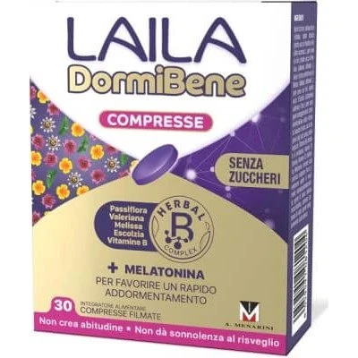 Laila Dormibene - Integratore con Melatonina e Fitoterapici, 30 compresse