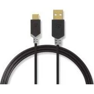 Nedis USB-C 2.0 2m 60W Vergoldato Nero
