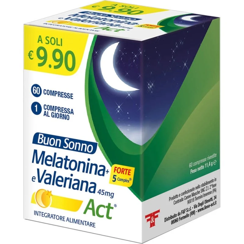 ACT Melatonina + Forte 5 Complex e Valeriana 60 Compresse