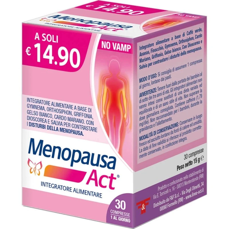 Menopausa Act Integratore con Formula NO VAMP - 30 Compresse