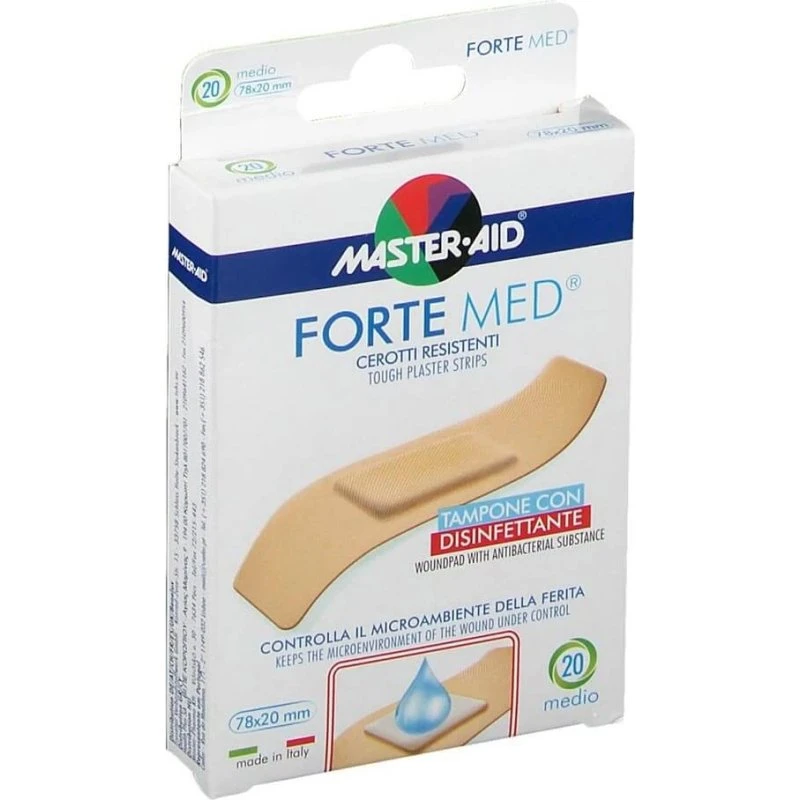 Master-Aid Fortemed Cerotto con Tampone Disinfettante Medio, 20 Pezzi