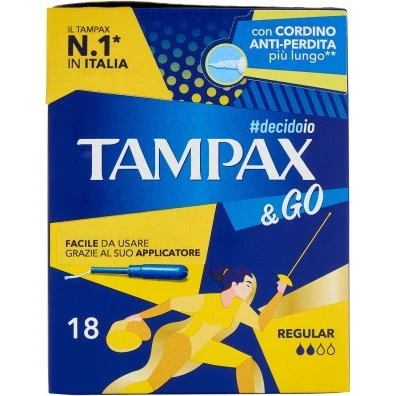 Tampax Assorbenti Interni Regular con Applicatore Plastica 18 Pezzi