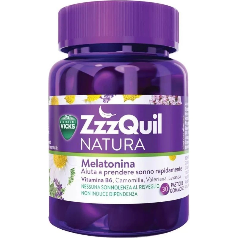 ZzzQuil Natura Melatonina Pastiglie Gommose Frutti di Bosco 30 pz