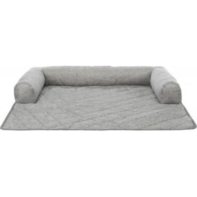 Trixie Divano Nero con Coperta Grigio Chiaro 90x90 cm