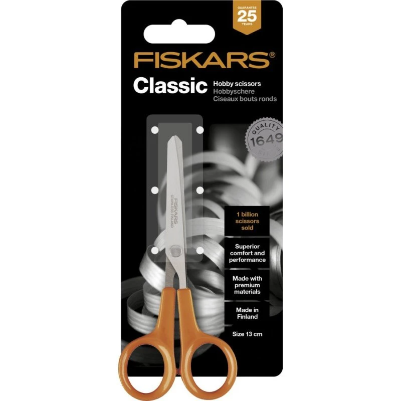 Fiskars Forbici Hobby 13 cm Punta Tonda Arancione