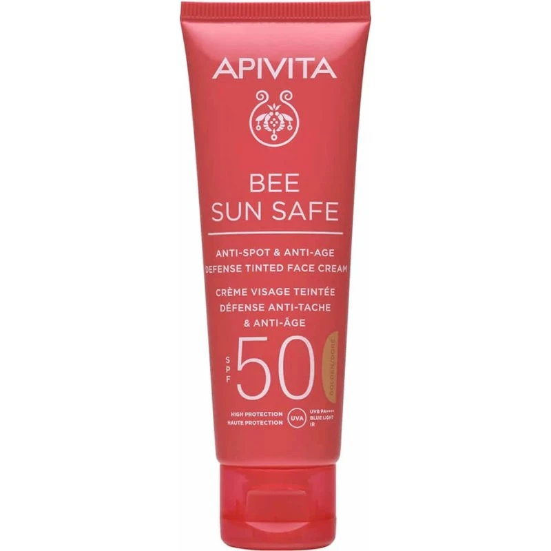 Apivita Bee Sun Safe Crema Viso Tinted Anti-Spot e Anti-Age SPF50