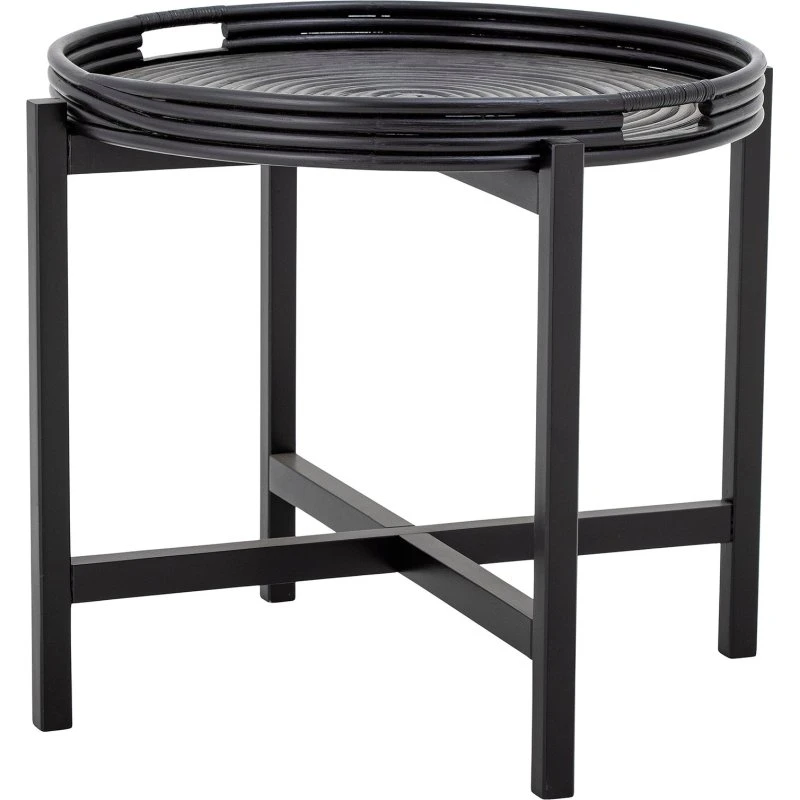 Bloomingville Tavolino Milli Nero/Rattan Ø60x47cm