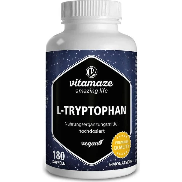 Vitamaze L-Triptofano 500 mg Integratore Vegano 180 Capsule