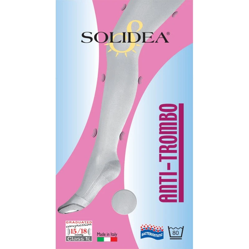 Solidea Calze Anti-Trombo Bianche Taglia L - Compressione 15/18 mmHg
