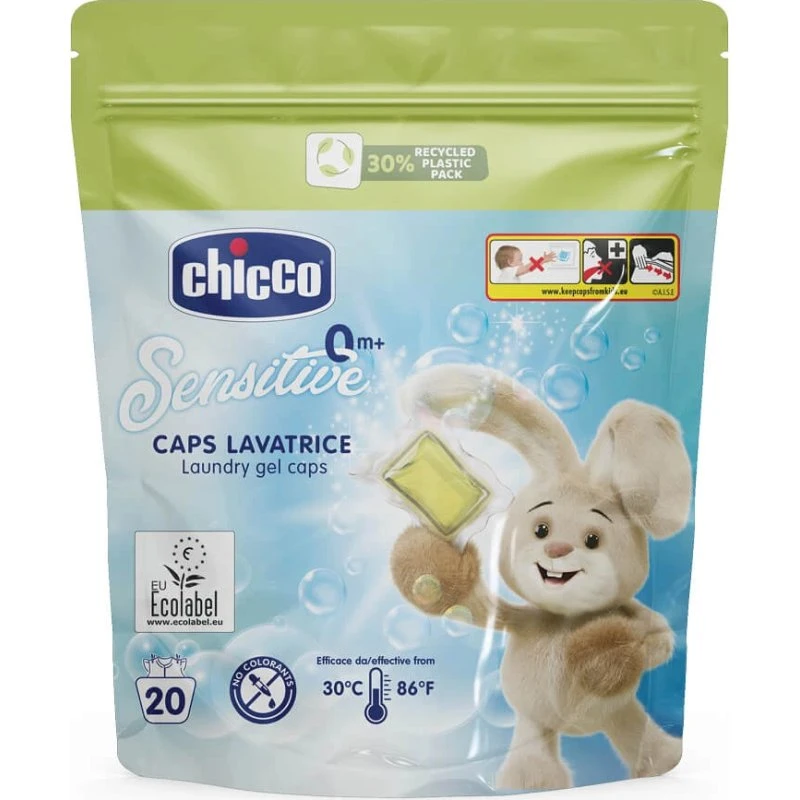 Chicco Capsule Detersivo Ipoallergenico Sensitive +0 Mesi, 20 pz
