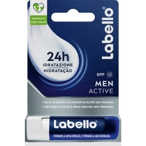 Labello Active For Men Burrocacao Idratante con SPF15 e Burro di Karité