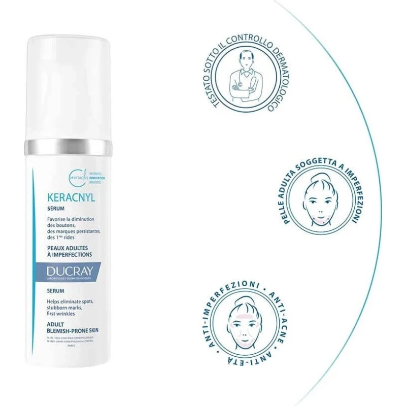 Ducray Keracnyl Siero Viso - Trattamento Imperfezioni e Anti-Età 30ml