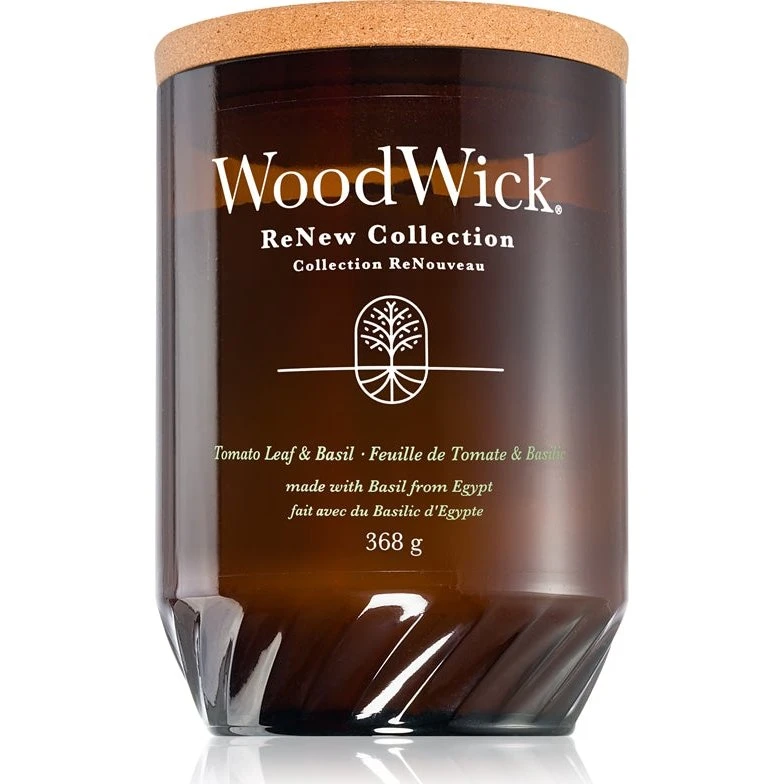 Woodwick ReNew Candela Profumata Tomato Leaf & Basil