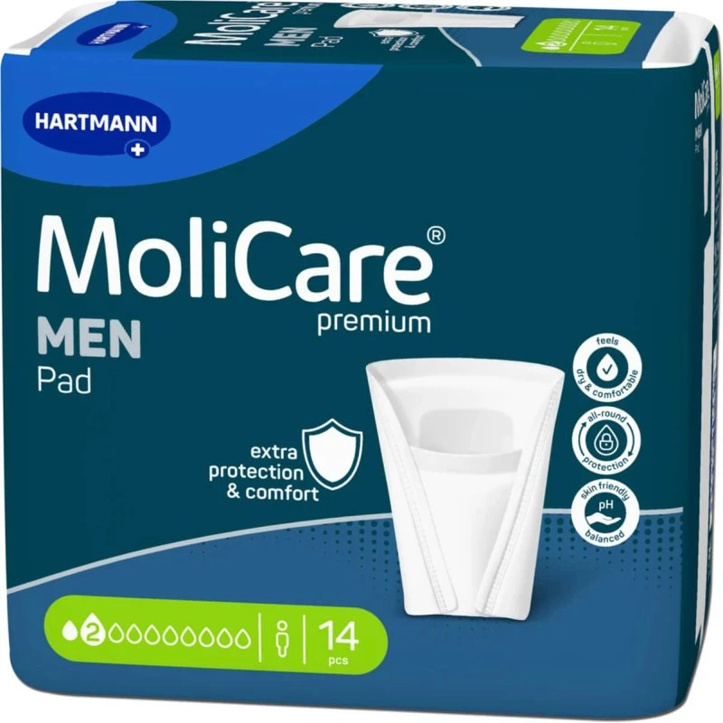 MoliCare Premium Men Pad, Assorbenti Anatomici, 2 Gocce, 14 Pezzi