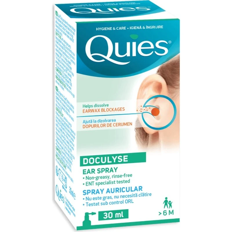 Doculyse Quies Spray Auricolare per Sciogliere i Tappi di Cerume, 30 ml