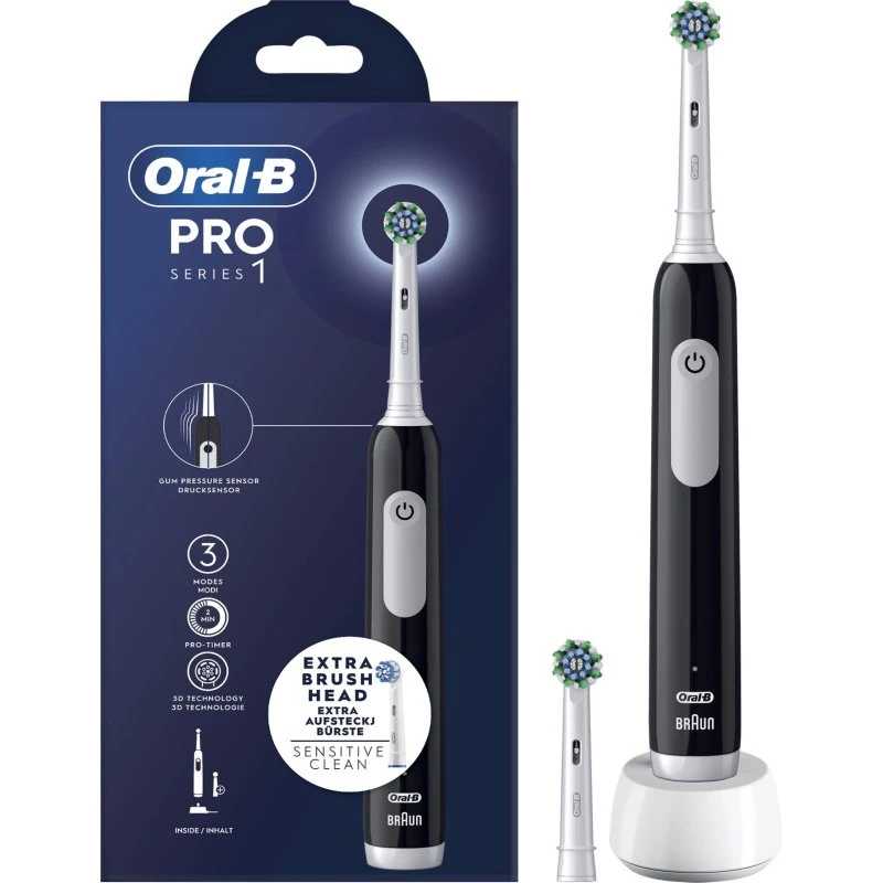 Oral-B Pro Series 1 Spazzolino Elettrico Nero + 2 Testine