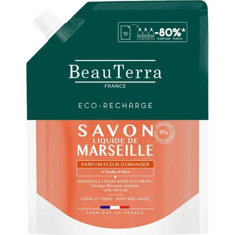 Beauterra Sapone di Marsiglia Fiori d'Arancio Ricarica 900 ml