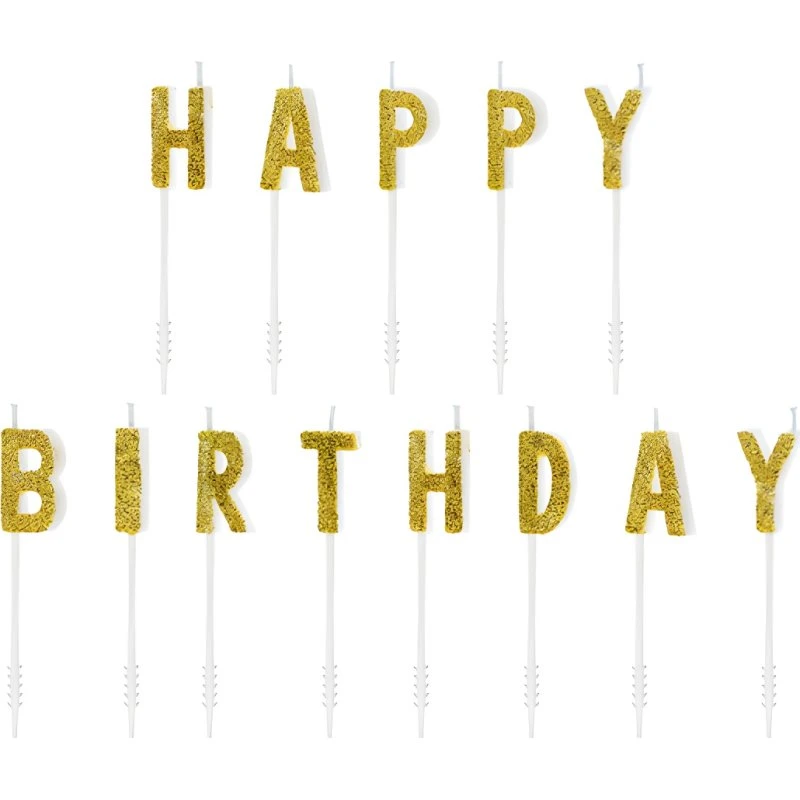Candele Happy Birthday Gold 13pz 2,5cm