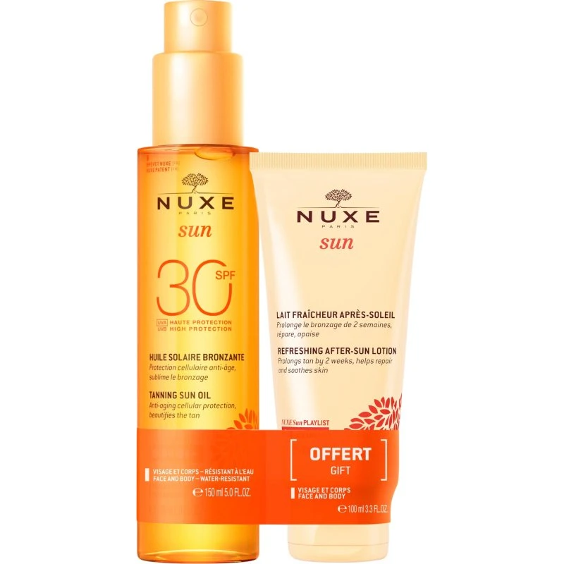 NUXE SUN Set Olio Abbronzante SPF30 e Latte Doposole 100ml
