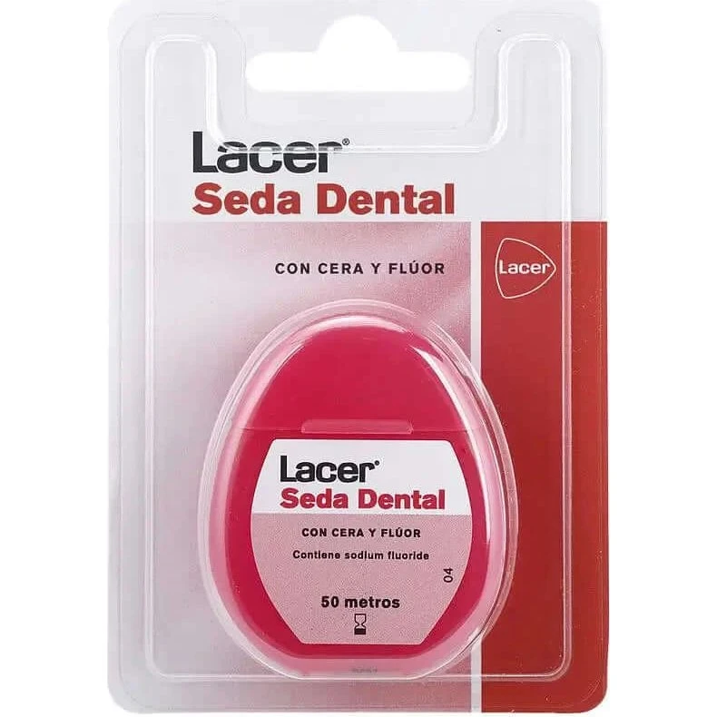 Filo interdentale Lacer con cera, fluoro e triclosan, 50 m