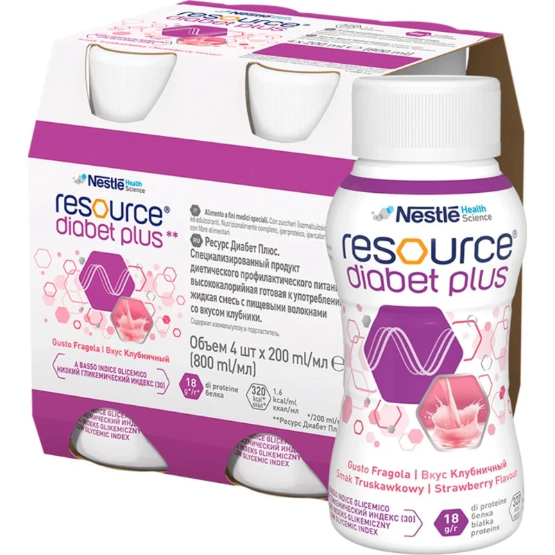Nestlé Resource Diabet Plus Fragola 4x200 ml