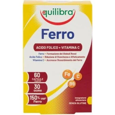 Equilibra Ferro Integratore con Acido Folico e Vitamina C - 60 Capsule