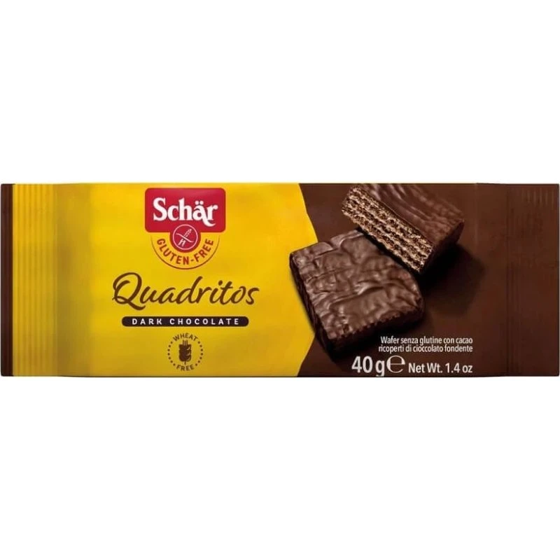 Schär Quadritos Wafer Senza Glutine al Cacao e Cioccolato Fondente 40g