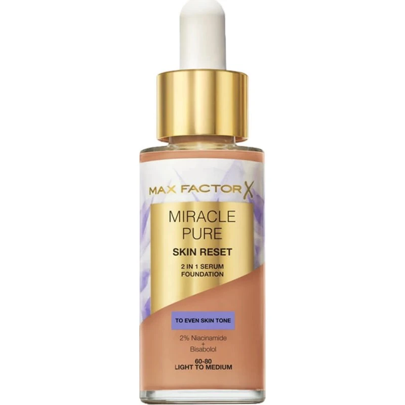Max Factor Miracle Pure Skin Reset 2 In 1 Fondotinta Siero 60-80