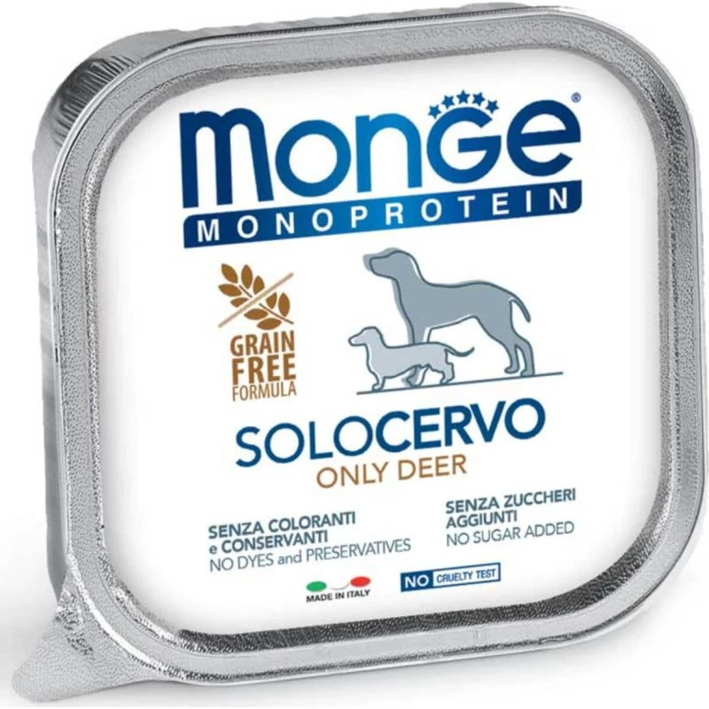 Monge Monoprotein Cervo Paté Cibo Umido per Cani Adulti 150g