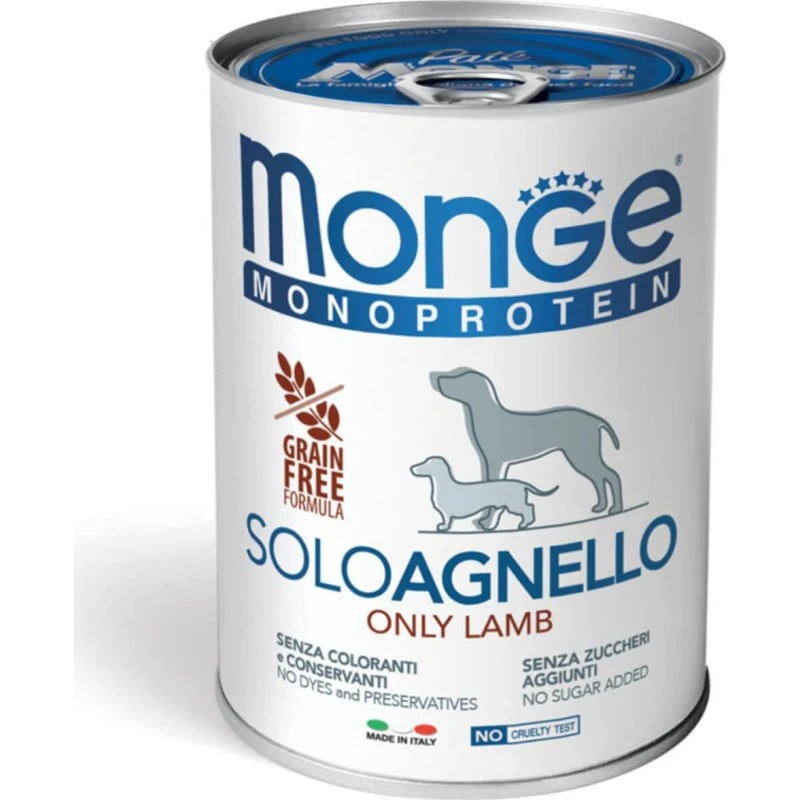 Monge Monoprotein Agnello Cibo Umido per Cani Adulti 400g