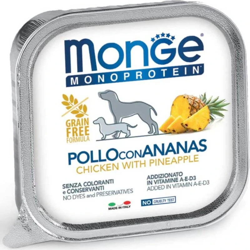 Monge Monoprotein Pollo e Ananas Cibo Umido per Cani Adulti 150g