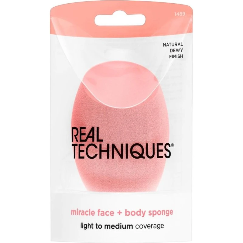 Real Techniques Miracle Face + Body Sponge, Arancione, 1 pz