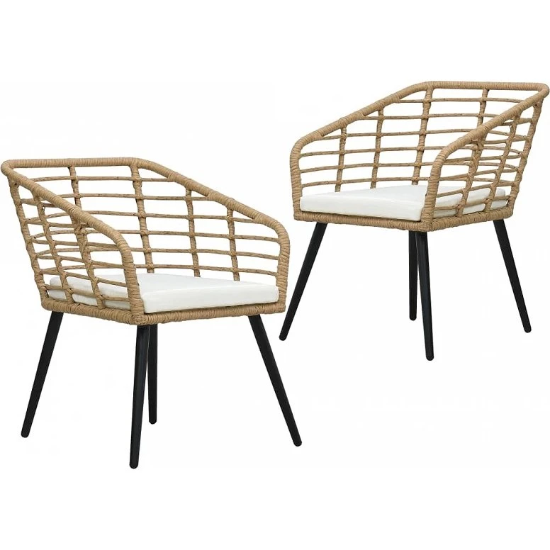 Rovere Sedia da Giardino 2 pz con Cuscini Polyrattan