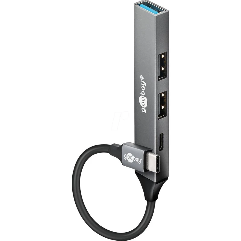 Goobay Slim 4-Port USB-C Hub, Grigio Chiaro
