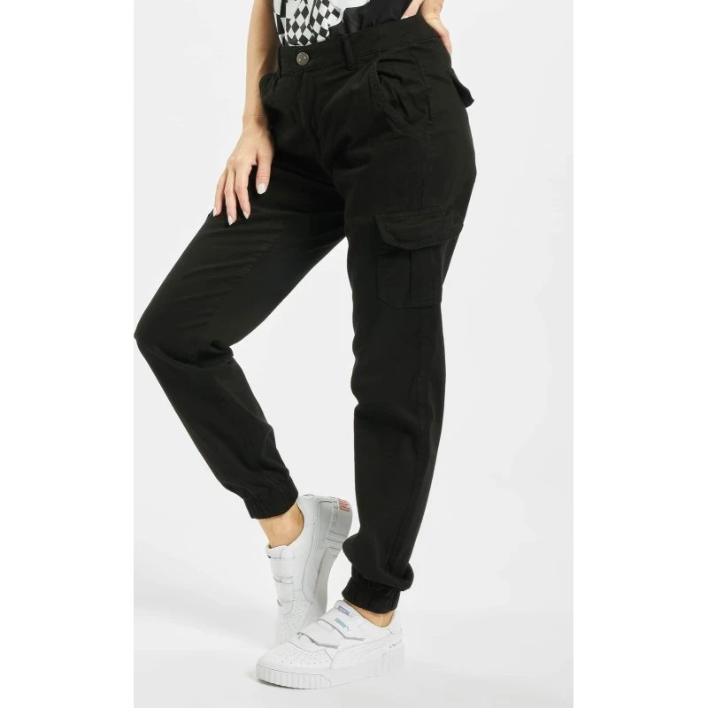 Jeans Cargo Urban Classics Neri con Tasche Zip e Vita Alta