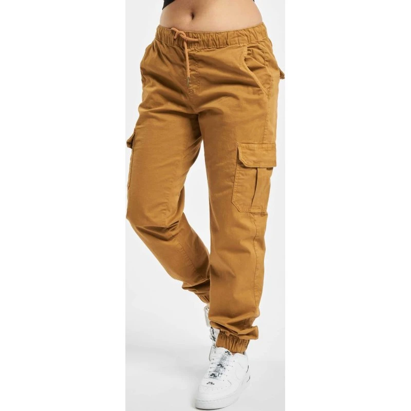 Jeans Cargo Urban Classics Marrone con Vita Alta e Zip