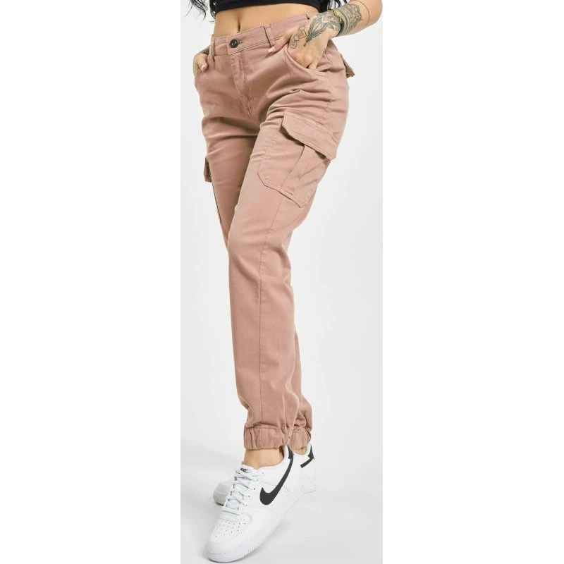Urban Classics Jeans Cargo da Donna con Tasche Zip - Rosa Antico