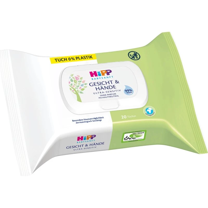 HiPP Babysanft Salviette Umidificate Viso e Mani, 20 pezzi