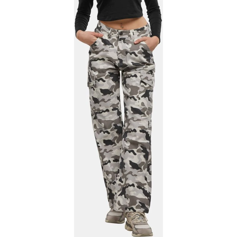 Jeans dritti donna DEF con stampa mimetica in cotone