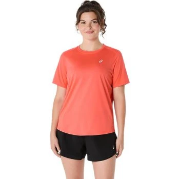 Asics Core SS Maglietta da Corsa Donna - Corallo, XL