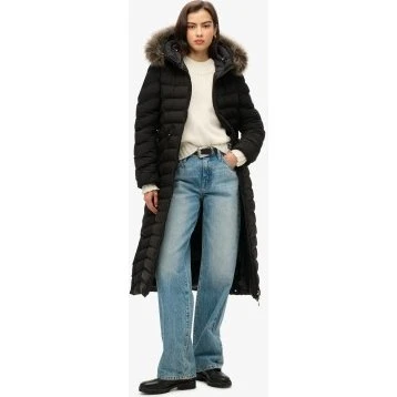 Parka Superdry Fuji Nero con Cappuccio in Pelliccia Sintetica