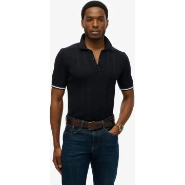Superdry Polo in Maglia Testurizzata Blu Navy - M1110441A