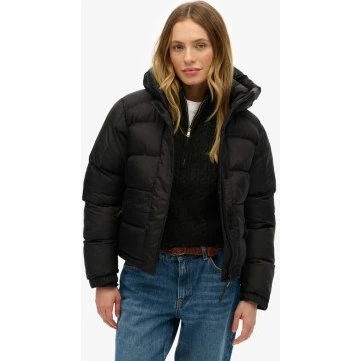 Superdry Piumino Nero con Cappuccio W5011976A - Donna