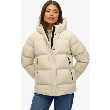 Piumino Superdry Sports da donna con cappuccio - Beige
