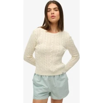 Superdry Maglia Essentials Slim Beige con Trecce